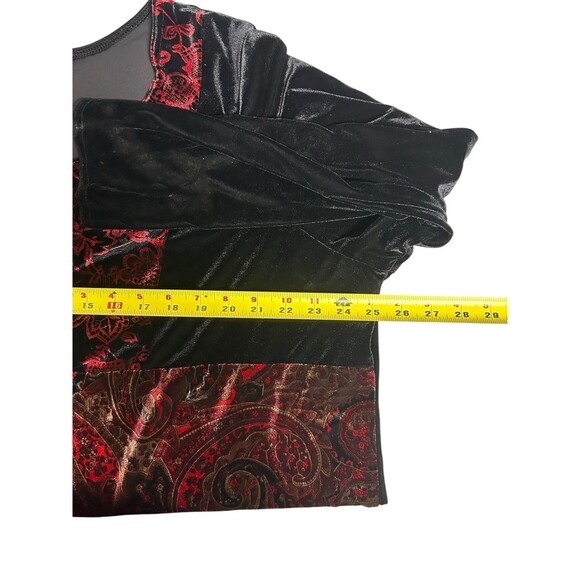 INC International Concepts Velvet Flocked Mesh Black Sweater Women's Large Goth - Picture 6 of 8